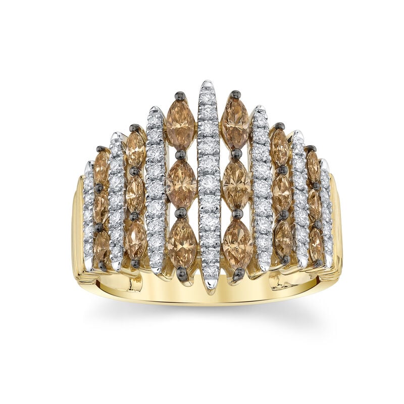 Cocoa & White Diamond 1 1/2ctw. Fashion Ring in 10k Yellow Gold image number null